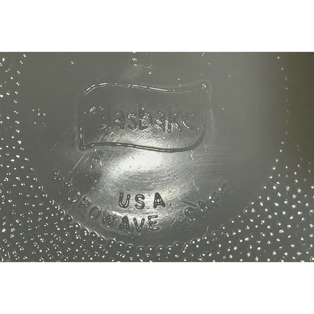 Vintage Glasbake 1.5 QT J2600 Round‎ Green Daisy Milk Glass Casserole Dish